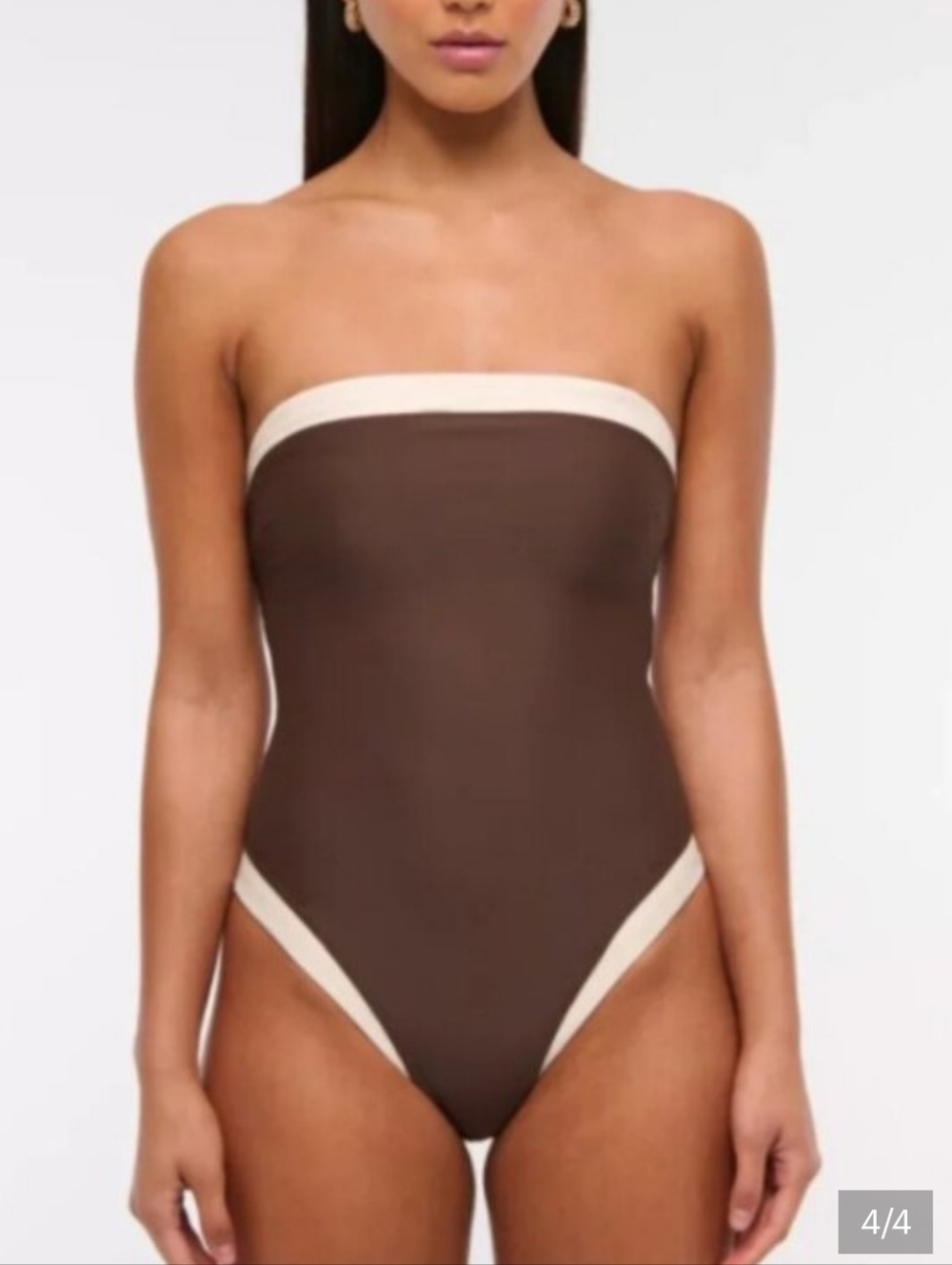 Abercrombie & Fitch Curve Love A&F Marina Strapless One-Piece Swimsuit A&F Brown